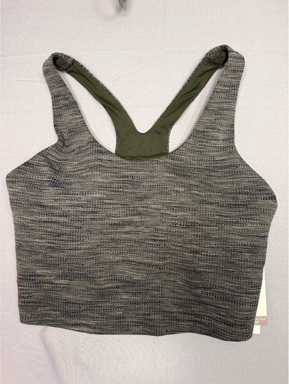 Callia Women's Size Small Olive Green and Gray Patterned Racerback Sports Bra